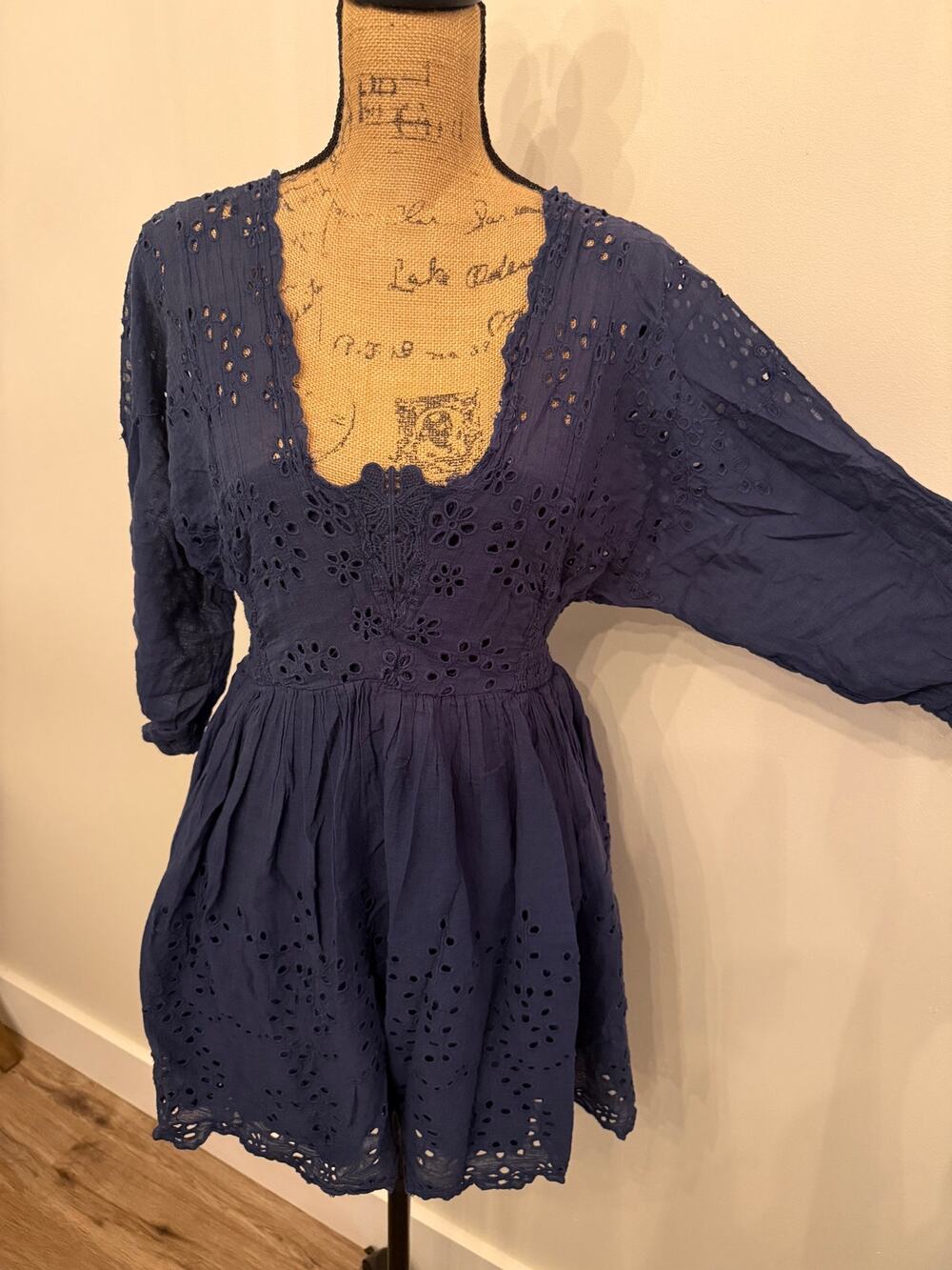 Free People Navy Blue Lottie Dress FP One Size Small